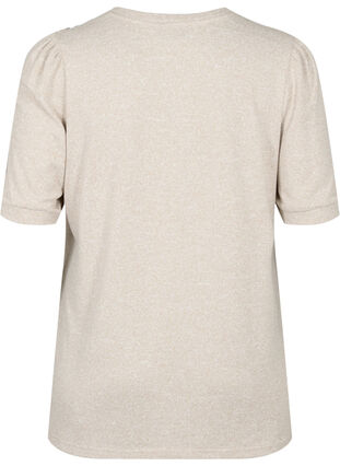 Bluse med korte pufærmer, Natural Mél, Packshot image number 1