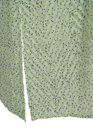 Prikket skjortekjole med 3/4 ærmer og slids, Seagrass Dot, Packshot image number 3