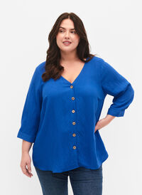 Viskose bluse med knapper og v-hals, Surf the web, Model