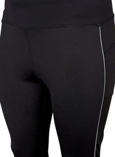 Træningstights med refleks og sidelomme, Black, Packshot image number 2