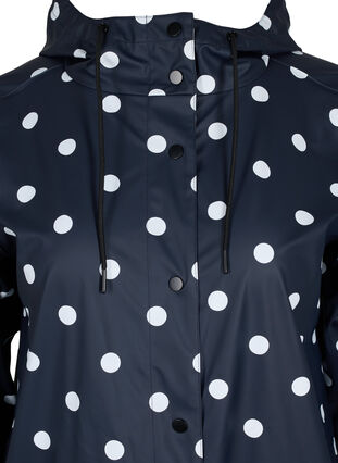 Mønstret regnjakke med hætte, Navy Blazer W/Dots, Packshot image number 2