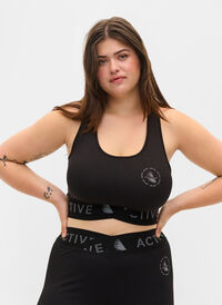 Sports bh med teksttryk , Black, Model