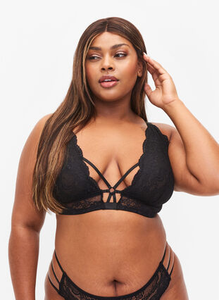 Blonde bh med string, Black, Model image number 0