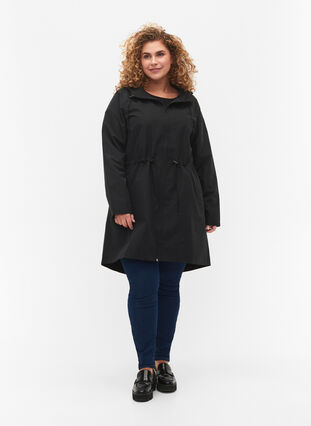 FLASH - Vandafvisende parka med hætte, Black, Model image number 1
