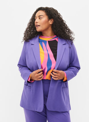 Enkel blazer med knaplukning, Ultra Violet, Model image number 0