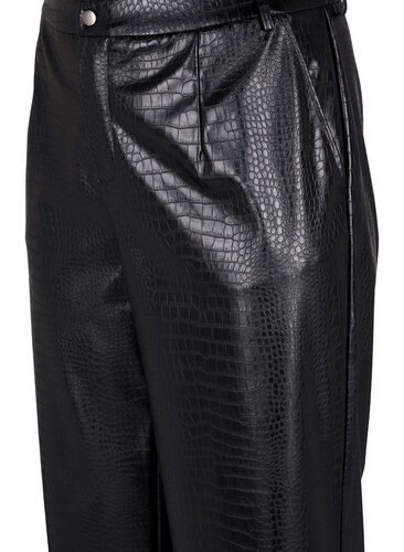Imiterede læderbukser med vidde, Black, Packshot image number 2