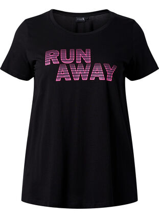 Trænings t-shirt med print, Black w. Run Away, Packshot image number 0