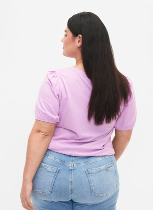 Bomulds t-shirt med 2/4 ærmer, Lupine, Model image number 1