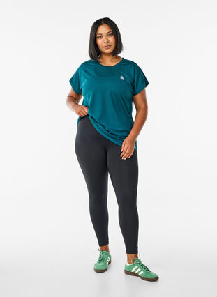 Ensfarvet trænings t-shirt, Deep Teal, Model image number 3