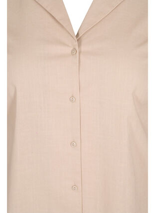Lang bomuldsskjorte med korte ærmer, Humus, Packshot image number 2
