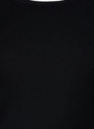 Ensfarvet kjole med 3/4 ærmer og slids, Black, Packshot image number 2