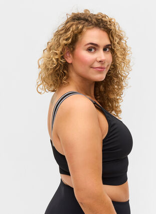 Bikini top med stribede skulderstropper, Black, Model image number 2