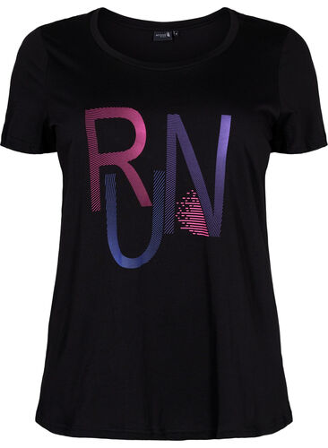 Trænings t-shirt med print, Black w. stripe run, Packshot image number 0