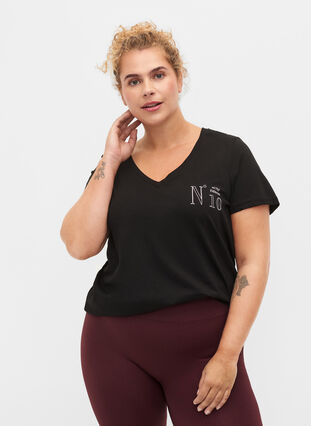 Bomulds trænings t-shirt med tryk, Black w. No. 10, Model image number 0