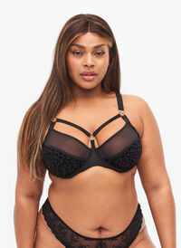 Full cover bh med mesh og string, Black, Model