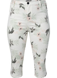 Capri jeans med blomsterprint og høj talje