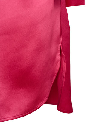 Lang shiny skjorte med slids, Pink Flambé, Packshot image number 3