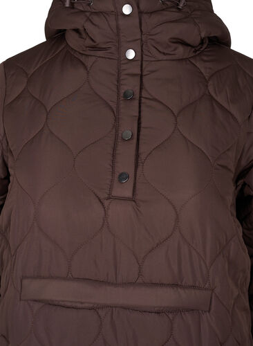 Quiltet termo anorak med hætte, Black Coffee, Packshot image number 2
