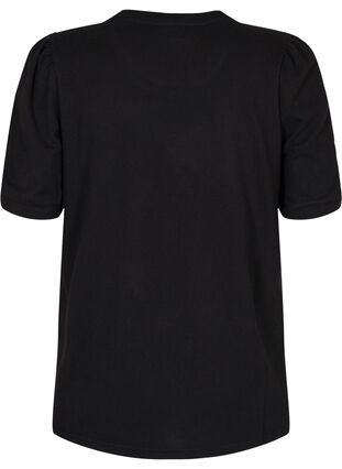 Bluse med korte pufærmer, Black, Packshot image number 1