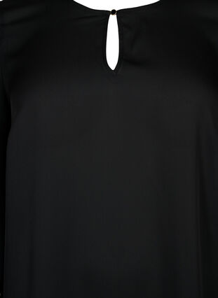 Ensfarvet bluse med lange ærmer, Black, Packshot image number 2