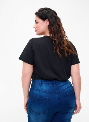 Kortærmet t-shirt med tryk, Black BG, Model image number 1