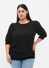 Smock bluse med lyocell (TENCEL™), Black, Model