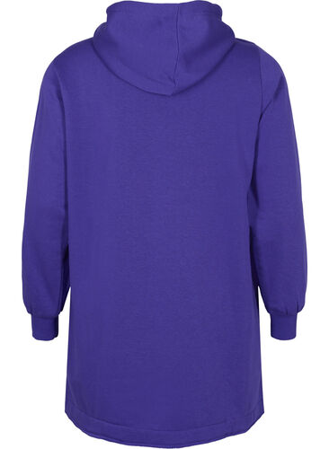 Lang sweatshirt med hætte og lommer, Deep Blue, Packshot image number 1