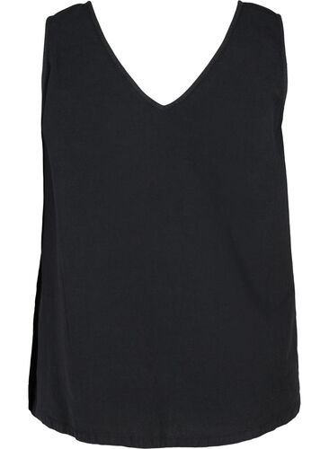 Ærmeløs top i bomuld, Black, Packshot image number 1