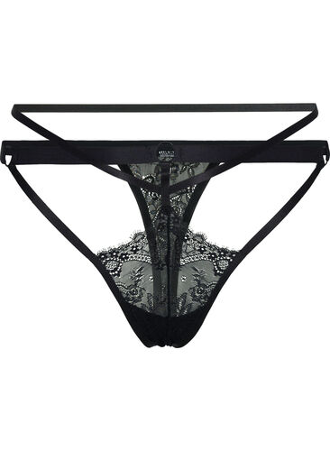 G-streng med string og blonder, Black, Packshot image number 0