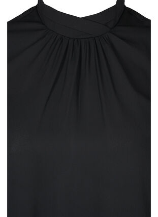 Højhalset bluse med lange transparente ærmer, Black, Packshot image number 2