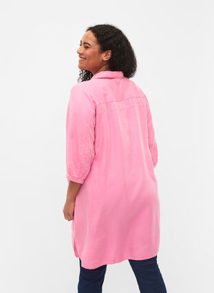 Lang skjorte med 3/4 ærmer i lyocell (TENCEL™), Rosebloom, Model image number 1