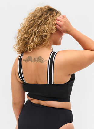 Bikini top med stribede skulderstropper, Black, Model image number 1