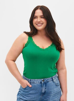 2-pak top med blonder, Navy B/Jolly Green, Model image number 0