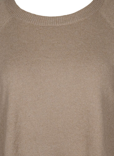 Meleret strikbluse med knappedetaljer, Silver Min Mel., Packshot image number 2