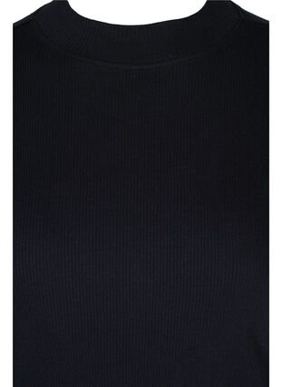 Højhalset bomuldsbluse med 2/4 ærmer, Black, Packshot image number 2