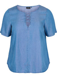 Kortærmet bluse i lyocell (TENCEL™)