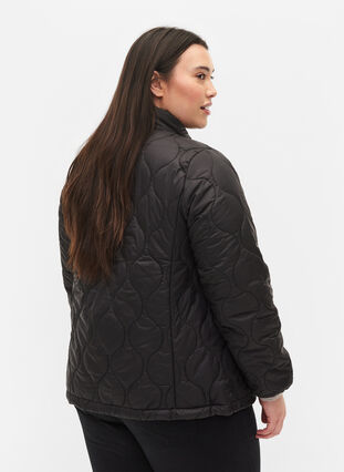 Quiltet jakke med lynlås og lommer , Black, Model image number 1