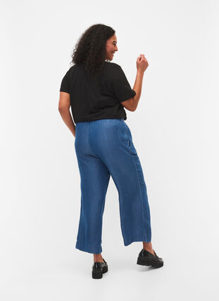 Løse denim bukser i lyocell (TENCEL™), Dark Blue, Model image number 1