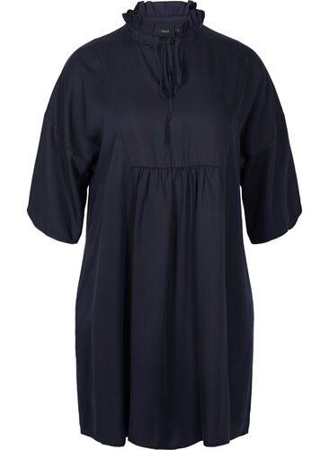 Kjole med 3/4 ærmer i lyocell (TENCEL™), Black, Packshot image number 0