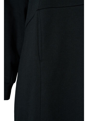 Lang sweatshirt med hætte og lommer, Black, Packshot image number 3