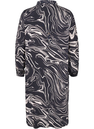 Skjortekjole i viskose med print, Black Swirl AOP, Packshot image number 1