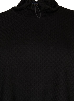 Sweatshirt med høj hals og justerbare elastiksnøre, Black, Packshot image number 2