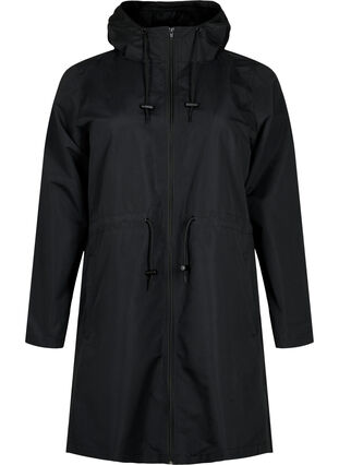 FLASH - Vandafvisende parka med hætte, Black, Packshot image number 0