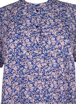 FLASH - Printet tunika med korte ærmer, Strong Blue Flower, Packshot image number 2