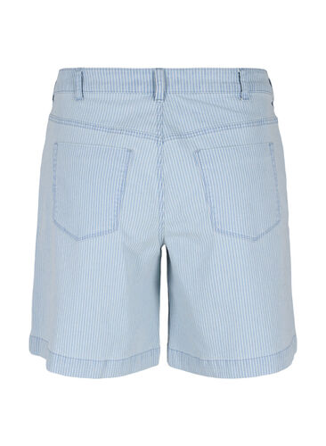 Denimshort i et stribet mønster, Light Blue Stripe, Packshot image number 1