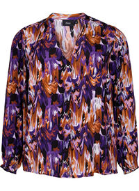 Langærmet viskosebluse med print