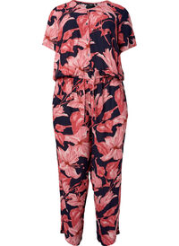 Jumpsuit i viskose med korte ærmer