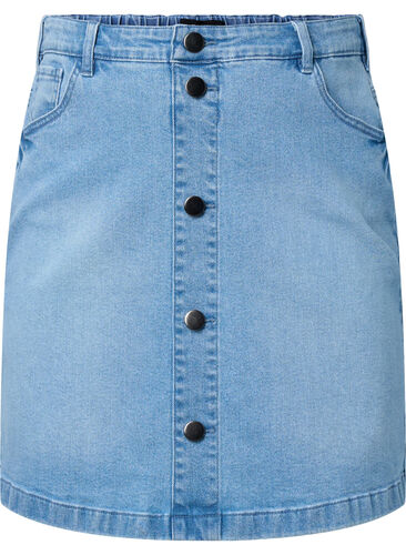 Denim nederdel med a-form, Light blue denim, Packshot image number 0