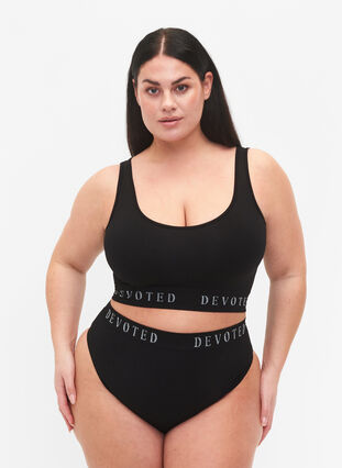 Seamless g-streng med tekstprint, Black, Model image number 0