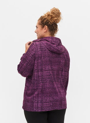 Sports anorak med lynlås og lommer, Square Purple Print, Model image number 1